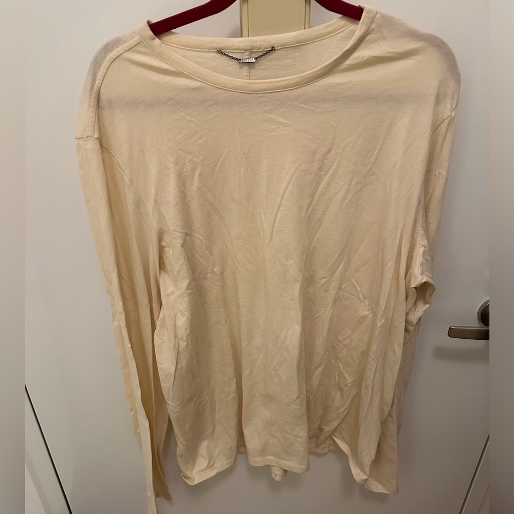 THE ROW beige long sleeve top with ORIGINAL chain brand label NWOT